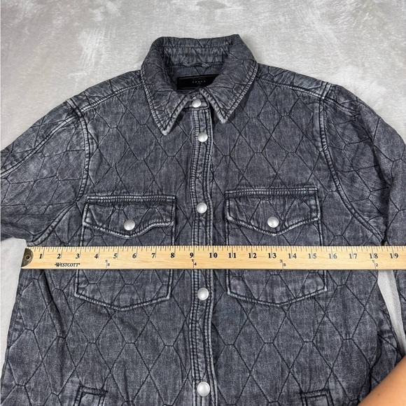 NWOT Blank NYC Quilted Acid Wash Faded Black Button Front Chore Coat Jacket M - Picture 7 of 14